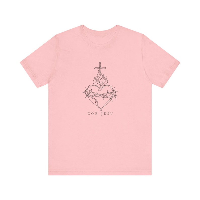 Sacred Heart Shirt | Minimalist Catholic T-Shirt | Confirmation Gift for Women | Line Art Jesus image 7