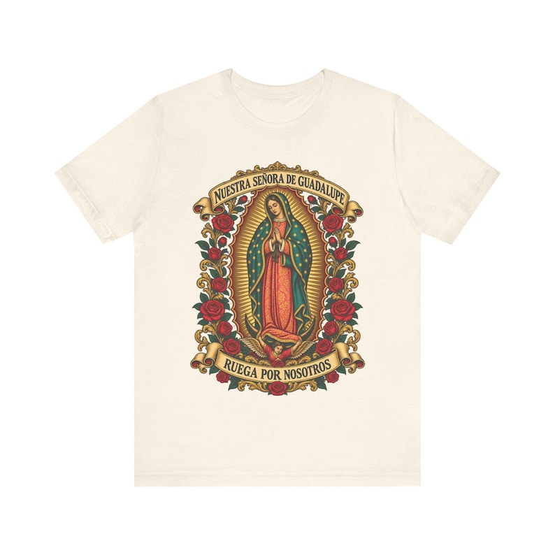 グアダルーペの聖母シャツ | カトリックTシャツ | 12月12日 お母さんへの贈り物 | Ruega por Nosotros 画像 3