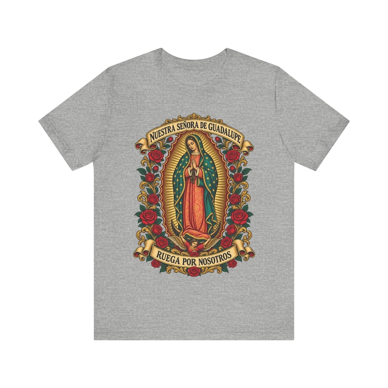グアダルーペの聖母シャツ | カトリックTシャツ | 12月12日 お母さんへの贈り物 | Ruega por Nosotros 画像 6