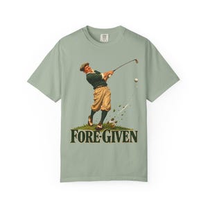 Fore-Given Golfer Comfort Colors Shirt | Funny Christian Golf T-Shirt | Gift for Golfer Dad | Vintage Golfer Mid-Swing image 7