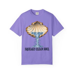 Maglietta Squeaky Clean Soul Comfort Colors / Maglietta divertente per il battesimo cattolico / Regalo per il battesimo / Conchiglia di capasanta che versa acqua immagine 5