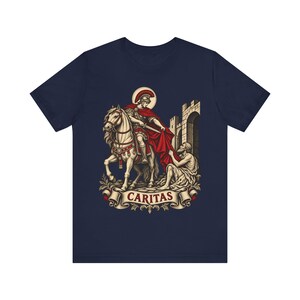 Camiseta de San Martín de Tours, capa de Caritas y arte del mendigo, regalo católico de la Misericordia para hombres, fiesta de San Martín el 11 de noviembre, ropa cristiana imagen 4