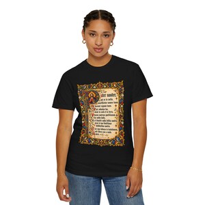 Pater Noster Tee, Latin Our Father Illuminated Manuscript, Lord's Prayer Medieval Christian Shirt, Traditional Catholic Gift, Comfort Colors image 6