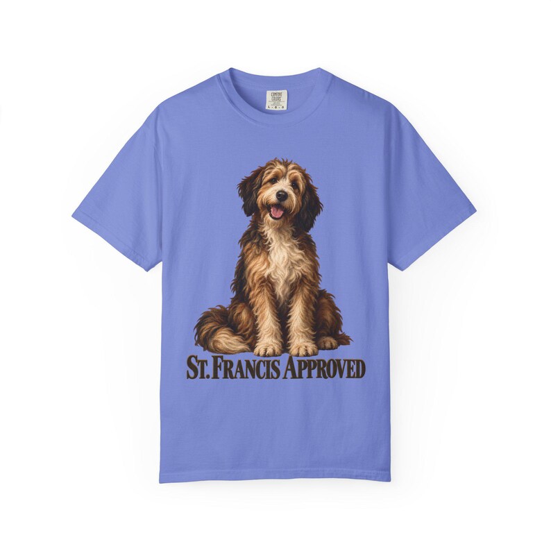 St Francis Approved Comfort Colors Shirt | Catholic Dog Lover T-Shirt | Gift for Dog Mom | Shaggy Dog Painting image 9
