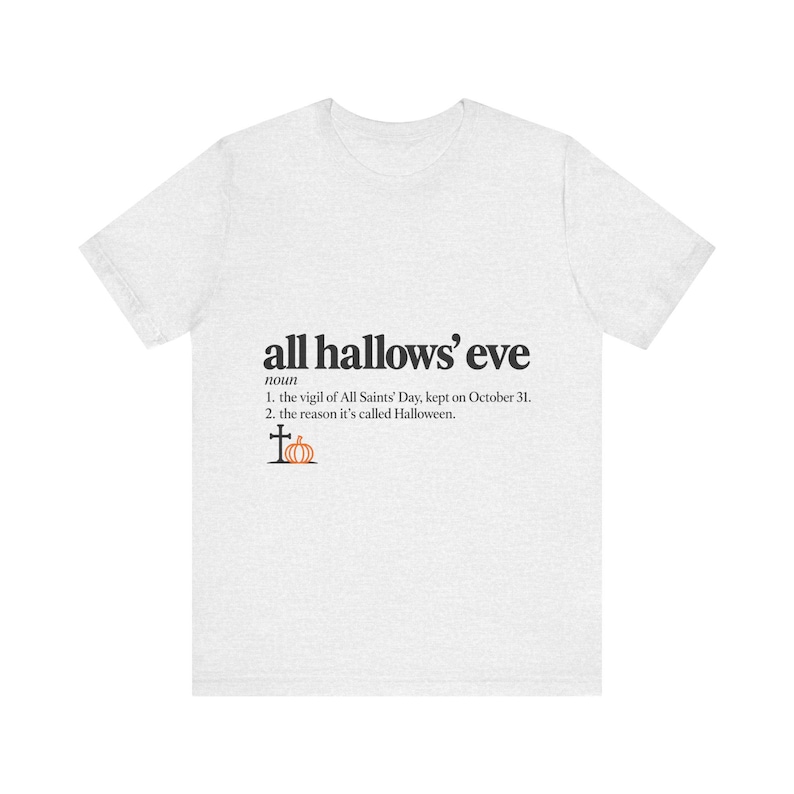 Halloween-Definition-Shirt, katholisches Halloween-T-Shirt, minimalistische Typografie (Unisex) Bild 3
