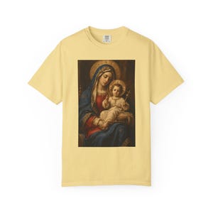 Madonna and Child Painting Tee, Renaissance Style Virgin Mary, Christmas Catholic Gift for Her, Blessed Mother Sacred Art, Comfort Colors image 4