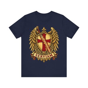 St Michael Archangel Shirt | Catholic T-Shirt | Gift for Dad or Godfather | Winged Crest Emblem image 7