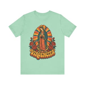 Retro 70s Our Lady of Guadalupe Tee, Mexican Catholic Gift, Latina Apparel (Unisex Fit) image 5