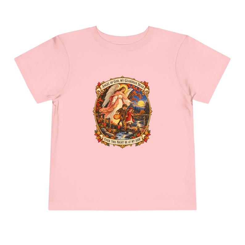 Kleinkind-T-Shirt mit Engel-Gottes-Gebet, Schutzengel-Shirt, Mein lieber Schutzengel, katholisches Geschenk für Kleinkinder, Vintage-Herbstkunst Bild 16
