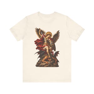 St Michael the Archangel Shirt | Catholic T-Shirt | Gift for Men | Defend Us in Battle, Baroque Altar Art image 2