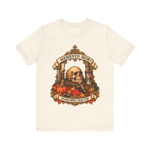 All Souls Day Shirt | Memento Mori Catholic T-Shirt | Gothic Gift for Him | Hodie Mihi Cras Tibi Skull image 1