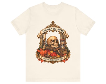 Camiseta del Día de los Difuntos / Camiseta católica Memento Mori / Regalo gótico para él / Hodie Mihi Cras Tibi Skull