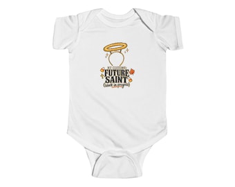 Baby Future Saint-dräkt, spädbarnshaloma Halloween-body, rolig katolsk första Halloween-present, enkel babydräkt för kyrkofest
