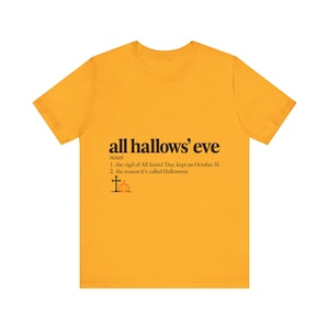 Halloween-Definition-Shirt, katholisches Halloween-T-Shirt, minimalistische Typografie (Unisex) Bild 5