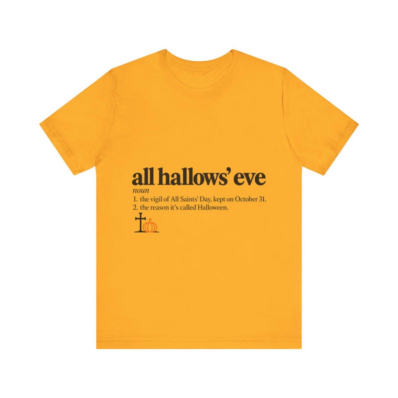 Halloween-Definition-Shirt, katholisches Halloween-T-Shirt, minimalistische Typografie (Unisex) Bild 5