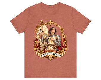 Camiseta "No tengo miedo", camiseta con flor de lis de Santa Juana de Arco, regalo de confirmación católica para niñas, ropa con el símbolo de la fe y el coraje, Jesucristo María