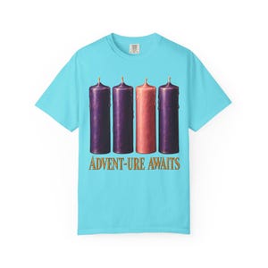 Advent-ure Awaits Comfort Colors Shirt | Catholic Advent T-Shirt | Gift for Catholic Family | Three Purple and One Rose Candle image 10