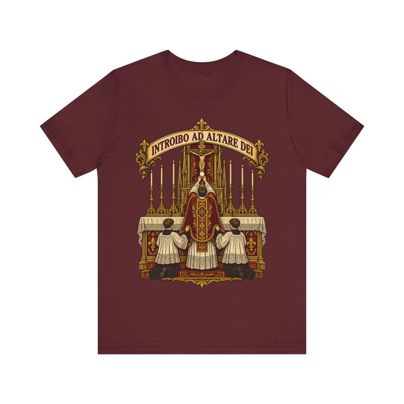 Traditional Latin Mass Shirt, Introibo ad Altare Dei Tee, TLM Gift for Priest, Altar Server or Seminarian, Tridentine Apparel image 5