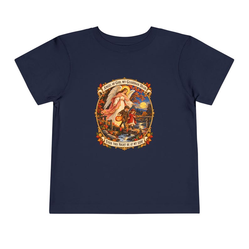 Kleinkind-T-Shirt mit Engel-Gottes-Gebet, Schutzengel-Shirt, Mein lieber Schutzengel, katholisches Geschenk für Kleinkinder, Vintage-Herbstkunst Bild 14