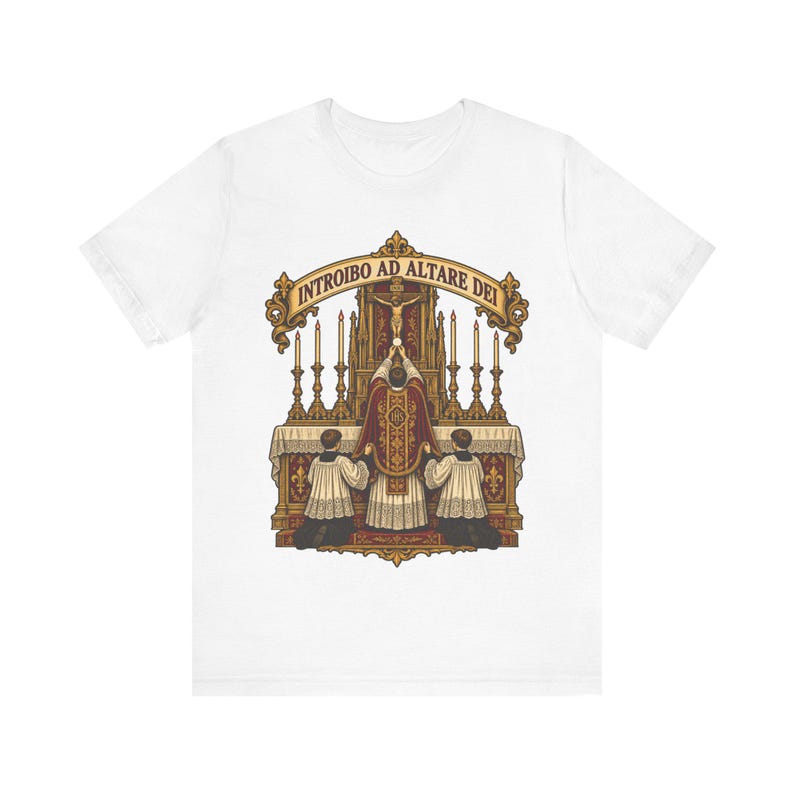 Traditional Latin Mass Shirt, Introibo ad Altare Dei Tee, TLM Gift for Priest, Altar Server or Seminarian, Tridentine Apparel image 6