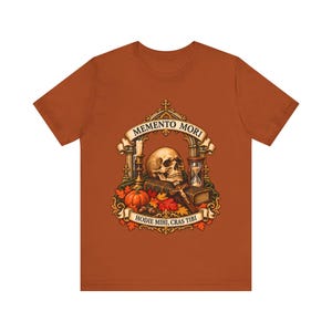 All Souls Day Shirt | Memento Mori Catholic T-Shirt | Gothic Gift for Him | Hodie Mihi Cras Tibi Skull image 2