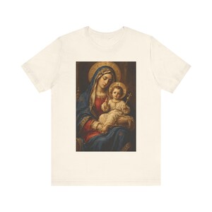Virgin Mary Shirt, Enthroned Madonna and Child Old Master Painting, Blessed Mother Gift for Mom, Renaissance Catholic Art Tee, Marian Top image 3