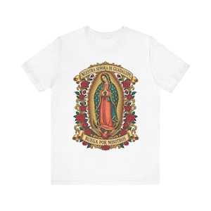 グアダルーペの聖母シャツ | カトリックTシャツ | 12月12日 お母さんへの贈り物 | Ruega por Nosotros 画像 2