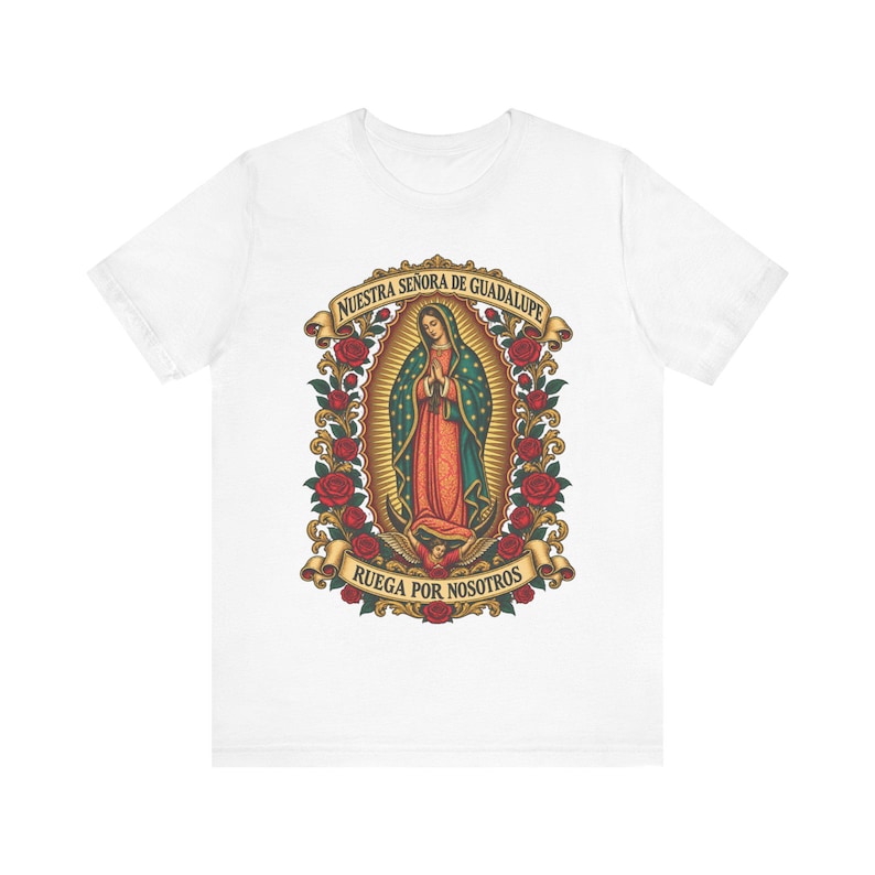 グアダルーペの聖母シャツ | カトリックTシャツ | 12月12日 お母さんへの贈り物 | Ruega por Nosotros 画像 2