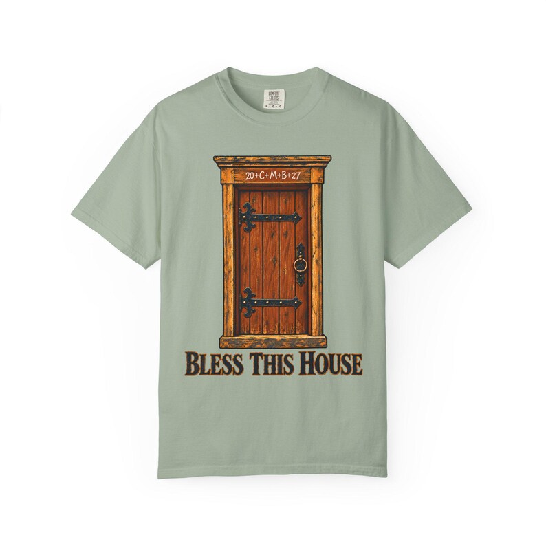 Maglietta "Bless This House Comfort Colors" / Maglietta cattolica per l'Epifania / Regalo per l'inaugurazione della casa / Benedizione della porta con il gesso 20 cm M B 27 immagine 4