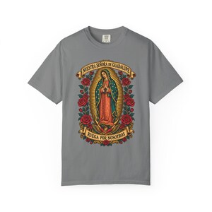 Nuestra Señora de Guadalupe Tee, Virgin of Tepeyac with Roses, Mexican Catholic Gift, Hispanic Mom Apparel, Dec 12 Feast Day, Comfort Colors image 6