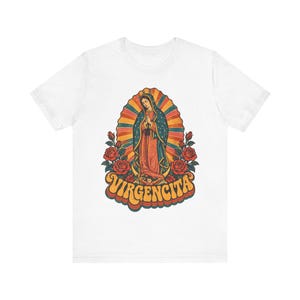 Retro 70s Our Lady of Guadalupe Tee, Mexican Catholic Gift, Latina Apparel (Unisex Fit) image 7