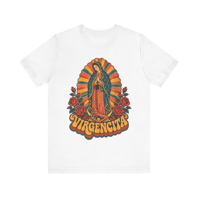 Retro 70s Our Lady of Guadalupe Tee, Mexican Catholic Gift, Latina Apparel (Unisex Fit) image 7