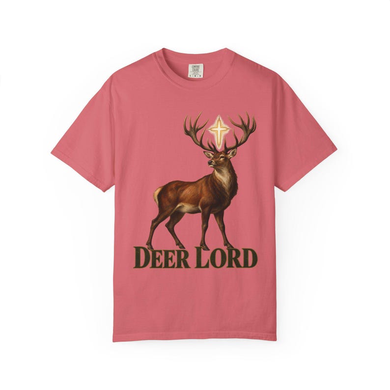Deer Lord Comfort Colors Shirt | Funny Catholic Hunting T-Shirt | Gift for Hunter Dad | St Hubert Stag with Cross image 14