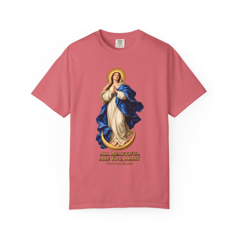 すべて美しいメアリー コンフォートカラーシャツ | 無原罪懐胎Tシャツ | 女性へのマリアギフト | Tota Pulchra 画像 10
