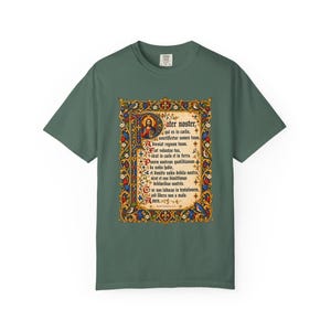 Pater Noster Tee, Latin Our Father Illuminated Manuscript, Lord's Prayer Medieval Christian Shirt, Traditional Catholic Gift, Comfort Colors image 4