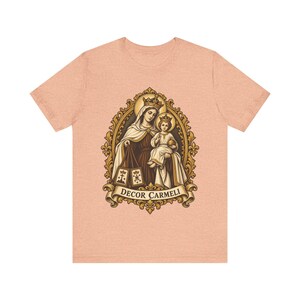 Our Lady of Mount Carmel Shirt | Catholic T-Shirt | Carmelite Gift for Women | Brown Scapular, Decor Carmeli afbeelding 5