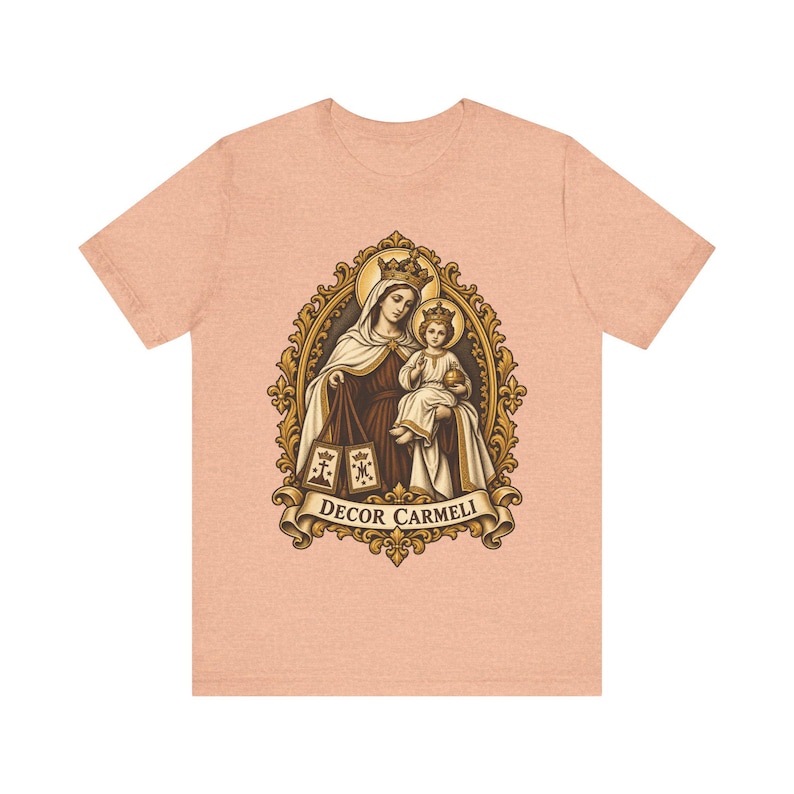Our Lady of Mount Carmel Shirt | Catholic T-Shirt | Carmelite Gift for Women | Brown Scapular, Decor Carmeli afbeelding 5
