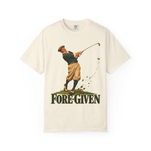 Fore-Given Golfer Comfort Colors Shirt | Funny Christian Golf T-Shirt | Gift for Golfer Dad | Vintage Golfer Mid-Swing image 3