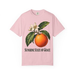 Sunshine State of Grace Comfort Colors Shirt | Catholic Florida T-Shirt | Florida Gift | Vintage Orange and Blossom image 11