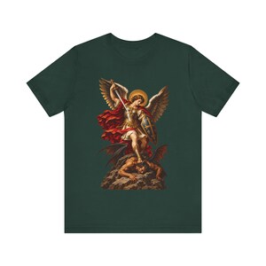 St Michael the Archangel Shirt | Catholic T-Shirt | Gift for Men | Defend Us in Battle, Baroque Altar Art image 3