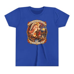 Camiseta infantil con la oración del Ángel de Dios, camiseta juvenil del Ángel Guardián, regalo católico para niños "Mi querido Guardián", arte vintage de puente otoñal. imagen 14