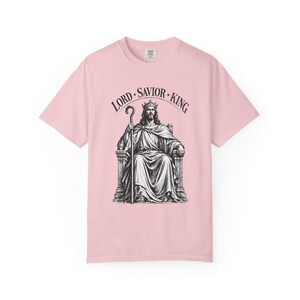King of Kings Tee, Vintage Woodcut Jesus Enthroned, Solemnity of Christ Gift for Husband or Priest, Catholic Unisex Shirt, Comfort Colors image 9