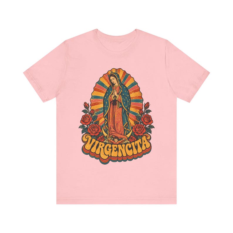 Retro 70s Our Lady of Guadalupe Tee, Mexican Catholic Gift, Latina Apparel (Unisex Fit) image 6