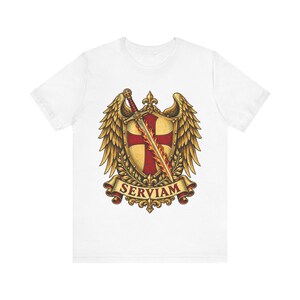 St Michael Archangel Shirt | Catholic T-Shirt | Gift for Dad or Godfather | Winged Crest Emblem image 3