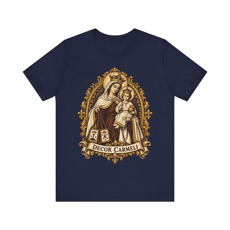 Our Lady of Mount Carmel Shirt | Catholic T-Shirt | Carmelite Gift for Women | Brown Scapular, Decor Carmeli afbeelding 8