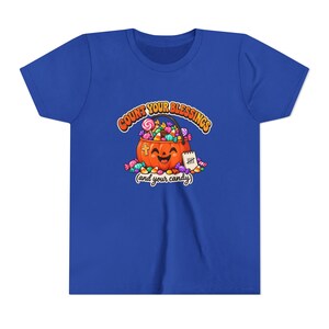 Camiseta cristã de Halloween, abóbora de doces "Conte suas bênçãos", camiseta juvenil de outono imagem 4
