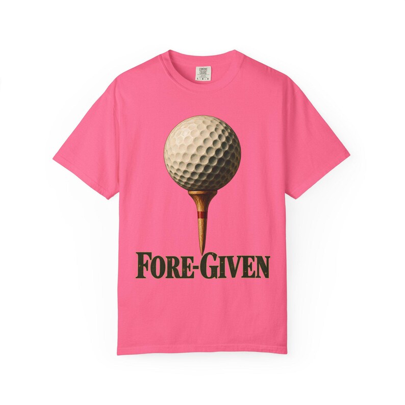 T-shirt in de kleuren van Fore-Given Comfort | Grappig christelijk golf-T-shirt | Cadeau voor golfende vader | Golfbal op tee afbeelding 9
