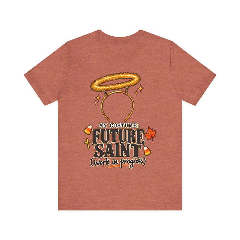 Maglietta da futuro santo, fascia per capelli con aureola dorata, costume cattolico di Halloween (in fase di realizzazione) immagine 2