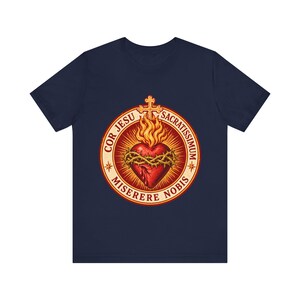 Jesu heliga hjärtas skjorta, Cor Jesu Sacratissimum-märke, Miserere Nobis runt emblem, katolsk gåva för män och kvinnor, törnekrona bild 7