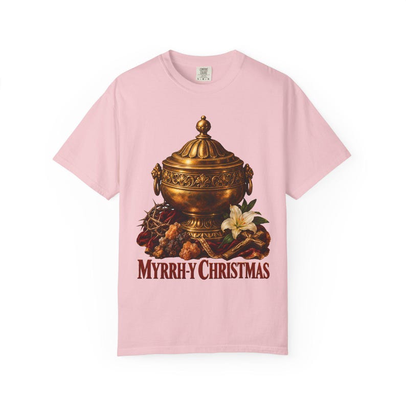 Myrrh-y Christmas Comfort Colors Shirt | Funny Catholic Christmas T-Shirt | Christmas Gift | Golden Jar of Myrrh image 12